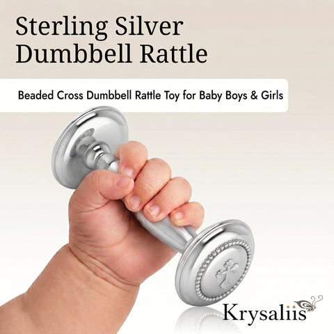 Krysaliis Sterling Silver Dumbbell - Beaded Cross