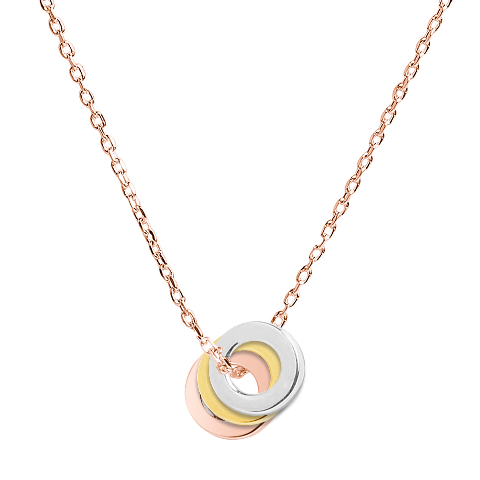 Mysha Triple Ring of Peace Mixed Metal Pendant– All Silver Gifts