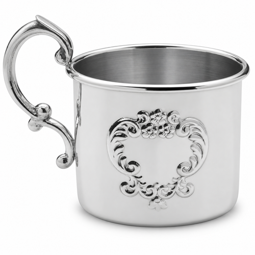 Empire Embossed Design Pewter Baby Cup