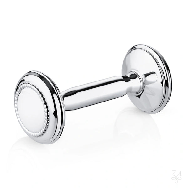 Krysaliis Sterling Silver Dumbbell Rattle -Beaded