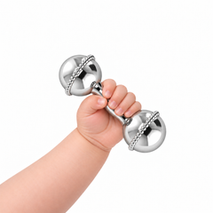 Krysaliis Sterling Silver Dumbbell Rattle - Mini Beaded