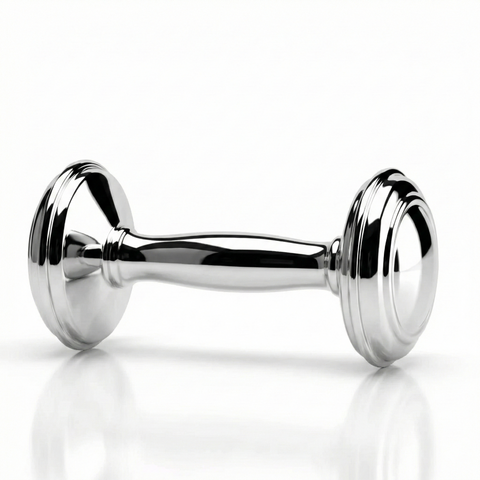 Krysaliis Sterling Silver Dumbbell Baby Rattle