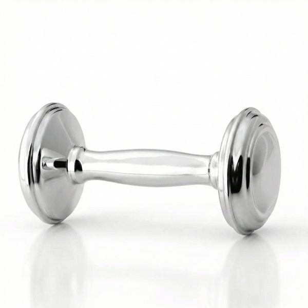 Krysaliis Sterling Silver Dumbbell Baby Rattle