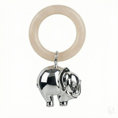 Krysaliis Sterling Silver Baby Rattle - Elephant Ring