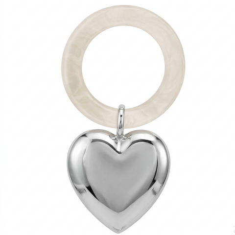 Krysaliis Sterling Silver Baby Rattle - Heart