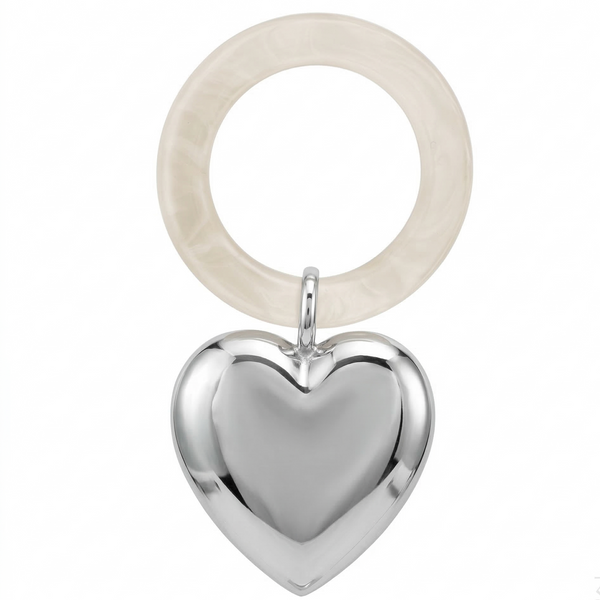 Krysaliis Sterling Silver Baby Rattle - Heart