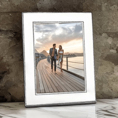 Cunill Tiffany Double Bead Non-Tarnish Sterling Silver 8x10 Picture Frame