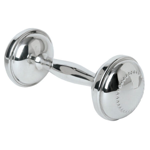 Salisbury Pewter Beaded Dumbbell Rattle for Newborn Baby