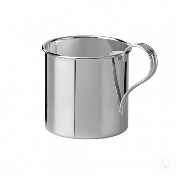 Krysaliis Sterling Silver Baby Cup with Smooth Handle Flat Rim Shape