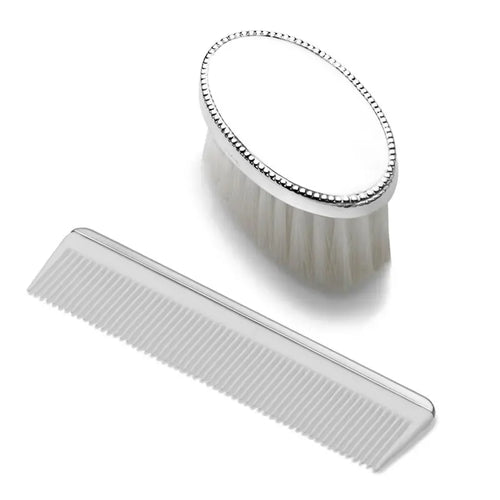 Empire Sterling Boys Oval Bead Design Brush & Comb
