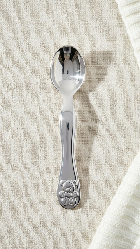 Krysaliis Bear Baby Spoon in High Micron Silver Layer