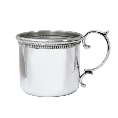 Salisbury Pewter Beaded Scroll Handle Straight Baby Cup