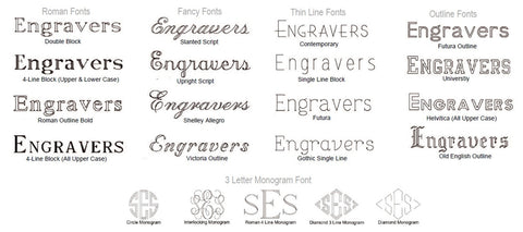 Engraving fonts for Personalized Engraving