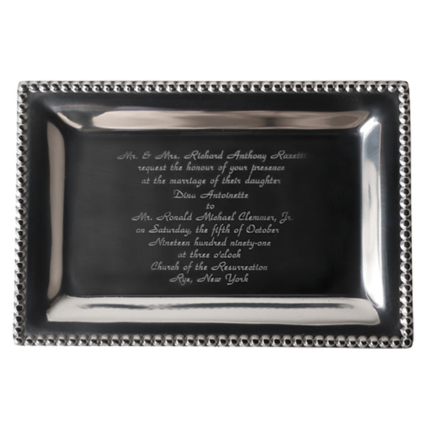 Salisbury Pewter Infinity Vanity Tray With Wedding Invitation