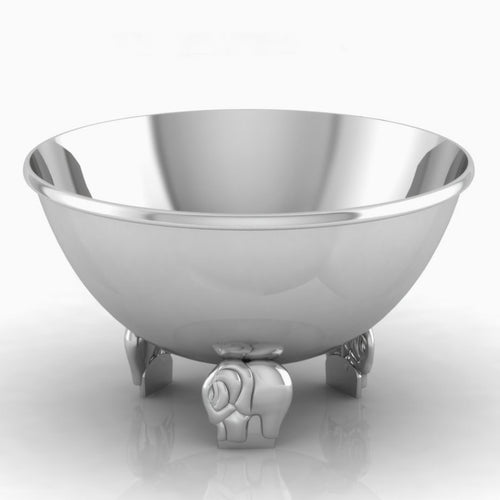 Sterling Silver Elephant Baby Feeding Bowl by Krysaliis