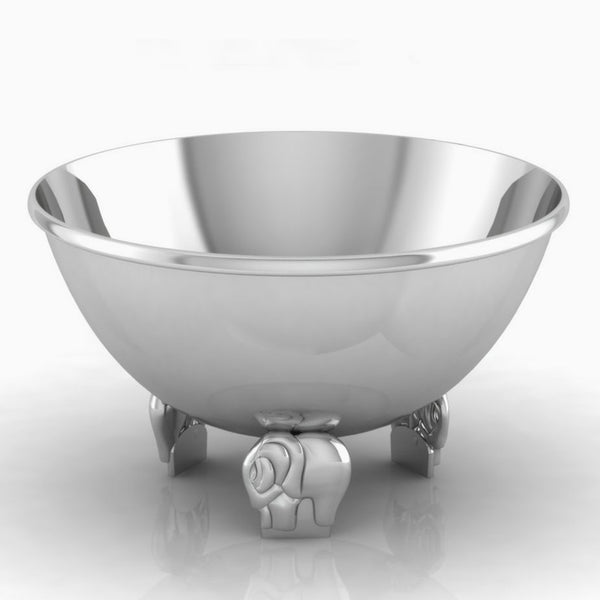 Sterling Silver Elephant Baby Feeding Bowl by Krysaliis