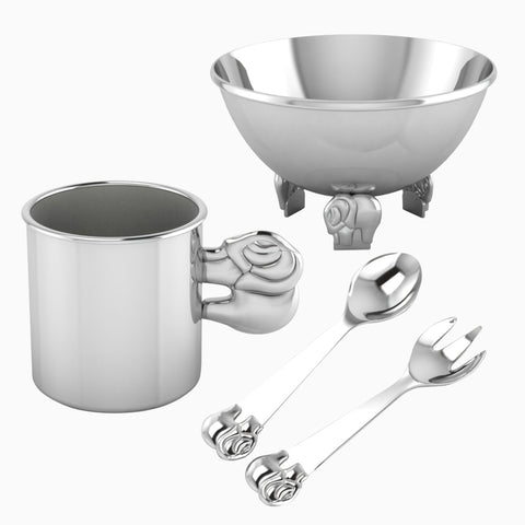 Sterling Silver Elephant Feeding Set by Krysaliis