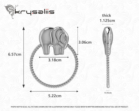Krysaliis Sterling Silver Rope Ring Elephant Rattle Measurements