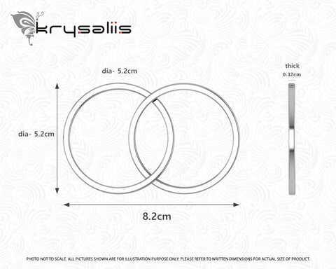 Krysaliis Sterling Silver 2 Ring Teether Rattle Measurements