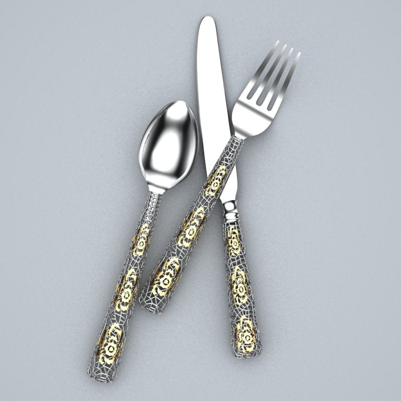 Golden Mesh 3-piece Sterling Silver Flatware Set