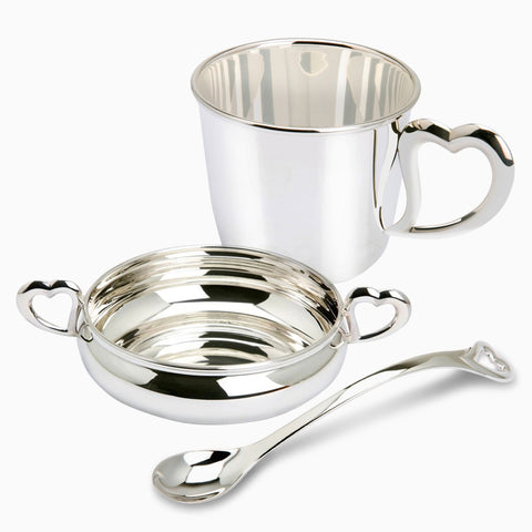 Sterling Silver Heart Feeding Set by Krysaliis