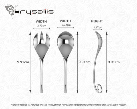 Krysaliis Curve Sterling Silver Baby Spoon and Fork Set Measurements