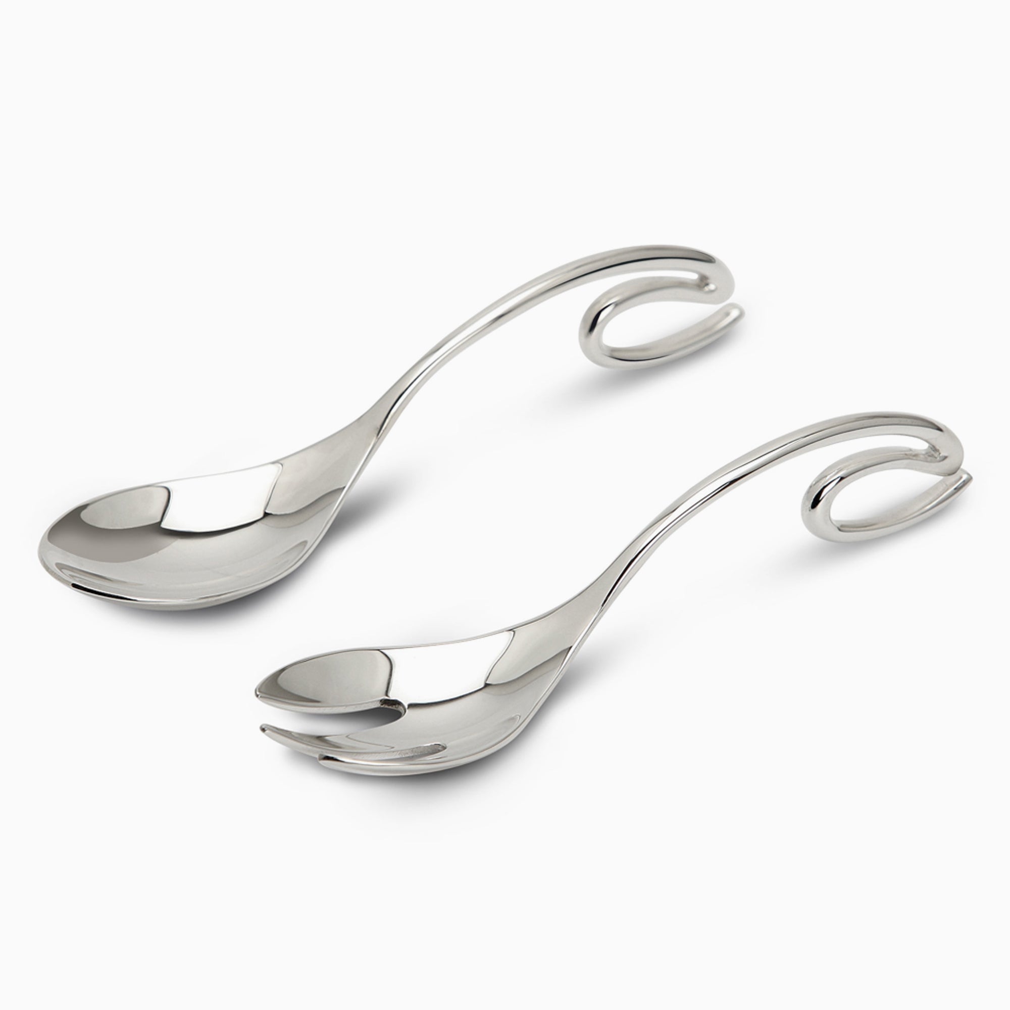Curve Sterling Silver Baby Spoon and Fork Set By Krysaliis All Silver