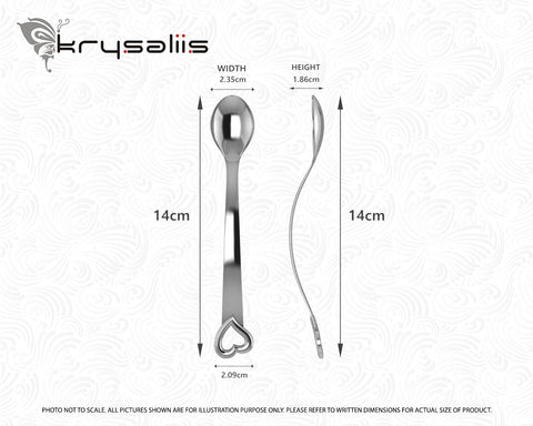 Krysaliis Heart Sterling Silver Baby Feeding Spoon Measurements