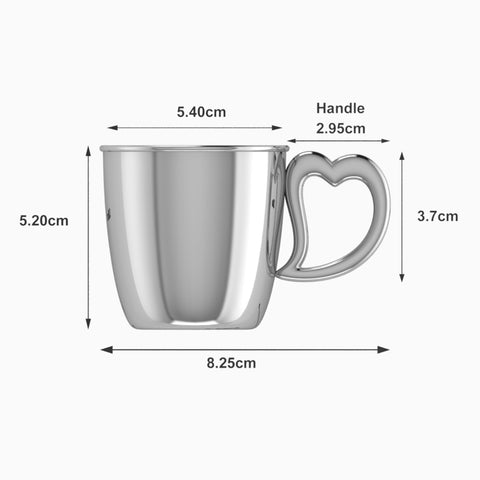 Krysaliis Heart Sterling Silver Baby Cup Measurements