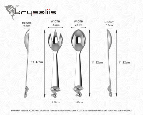 Krysaliis Duck Sterling Silver Baby Spoon & Fork Set Measurements