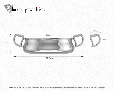 Krysaliis Heart Sterling Silver Baby Porringer Measurements