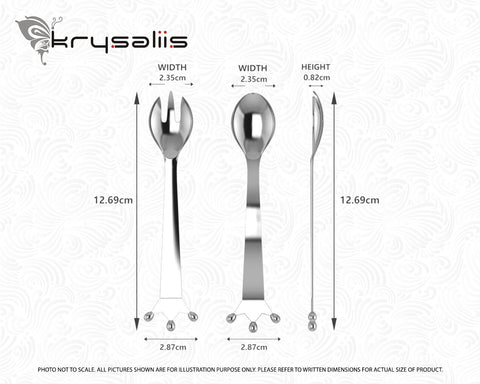 Krysaliis Majestic Sterling Silver Baby Spoon Fork Set Measurements