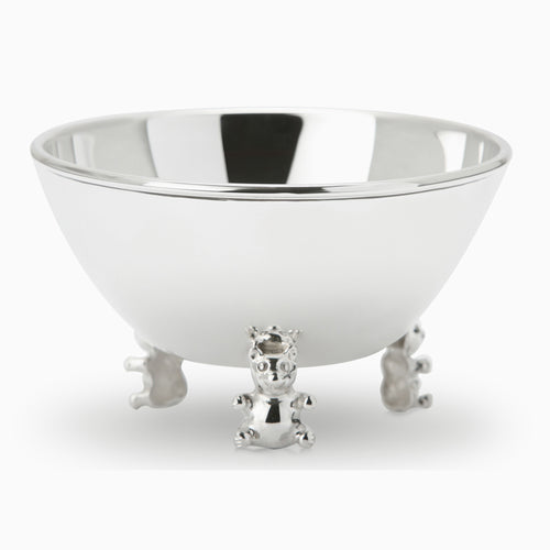 Teddy Sterling Silver Baby Feeding Bowl by Krysaliis