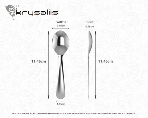 Krysaliis Classic Sterling Silver Baby Feeding Spoon Measurements