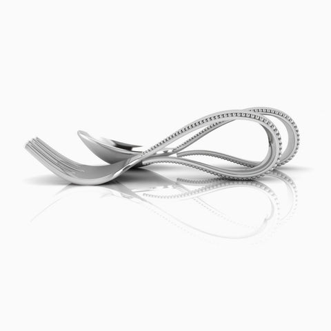 Krysaliis Beaded Loop Sterling Silver Baby Spoon & Fork Set View 4