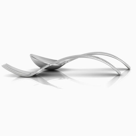 Krysaliis Beaded Sterling Silver Baby Spoon & Fork Set View 4