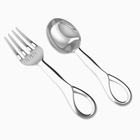 Krysaliis Sophie Baby Sterling Silver Spoon & Fork Set View 1