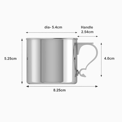 Krysaliis Sterling Silver Modern Handle Baby Feeding Cup Measurements