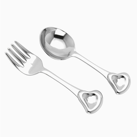 Krysaliis Sterling Silver Sweetheart Baby Spoon & Fork Set View 1