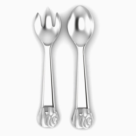 Krysaliis Sterling Silver Elephant Baby Feeding Spoon & Fork Set View 2