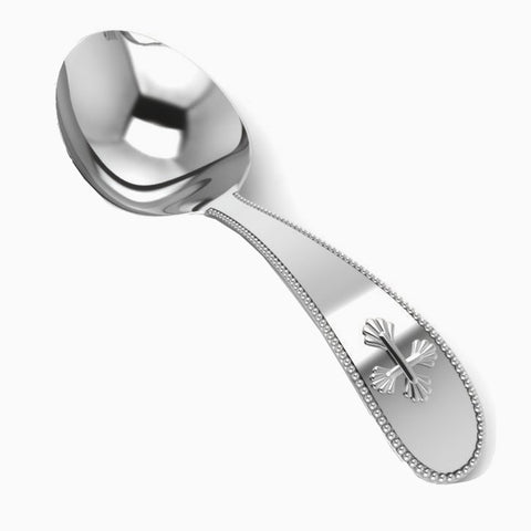 Krysaliis Sterling Silver Beaded Cross Feeding Spoon
