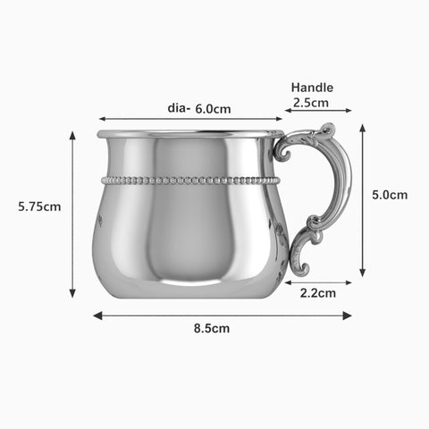Krysaliis Sterling Silver Classic Beaded Victorian Bulge Cup Measurements
