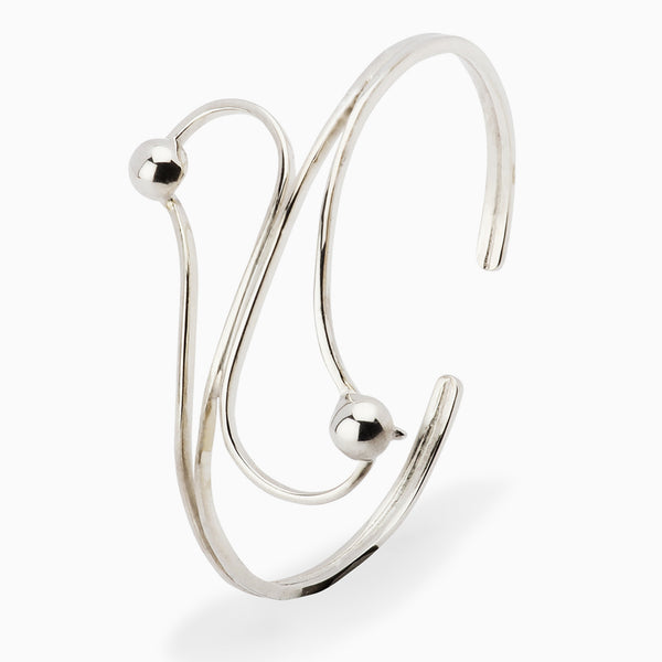 Sterling Silver Baby Curve & Ball Bracelet Bangle by Krysaliis