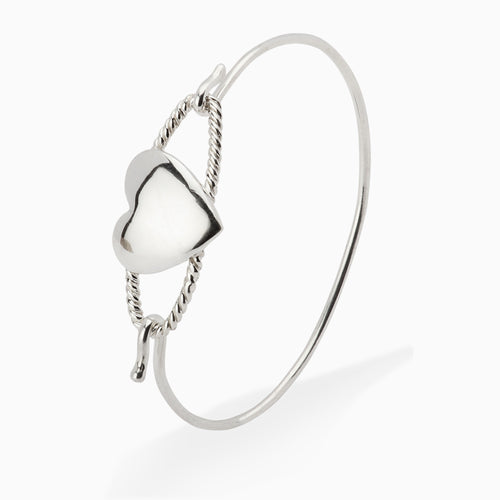 Sterling Silver Baby Cord Heart Bracelet Bangle by Krysaliis