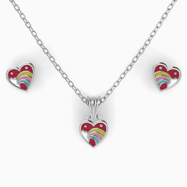 Sterling Silver Heart Baby Pendant & Earrings by Krysaliis