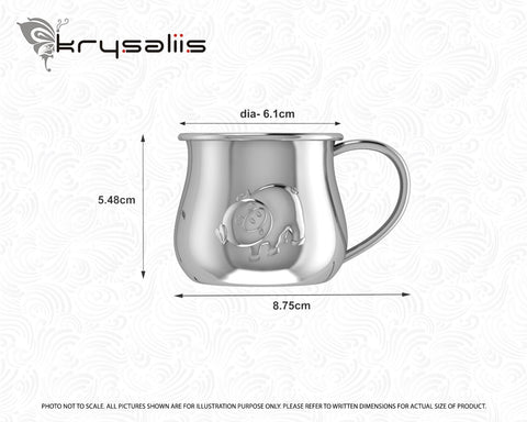 Krysaliis Silver Plated Piggy Baby Cup Measurements