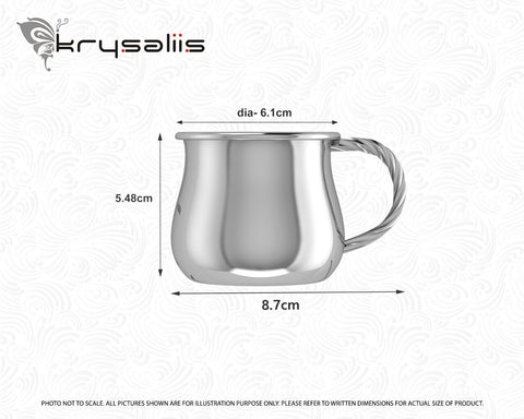 Krysaliis Spiral Silver Plated Baby Cup Measurements