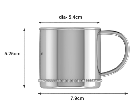 Krysaliis Sterling Silver Classic Beaded Cup Measurements