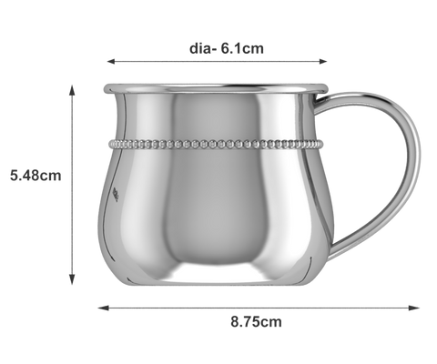 Krysaliis Sterling Silver Classic Beaded Bulge Cup Measurements