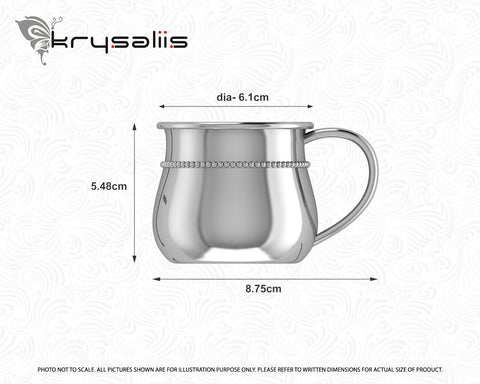 Krysaliis Classic Bulge Beaded Silver Plated Baby Cup Measurements